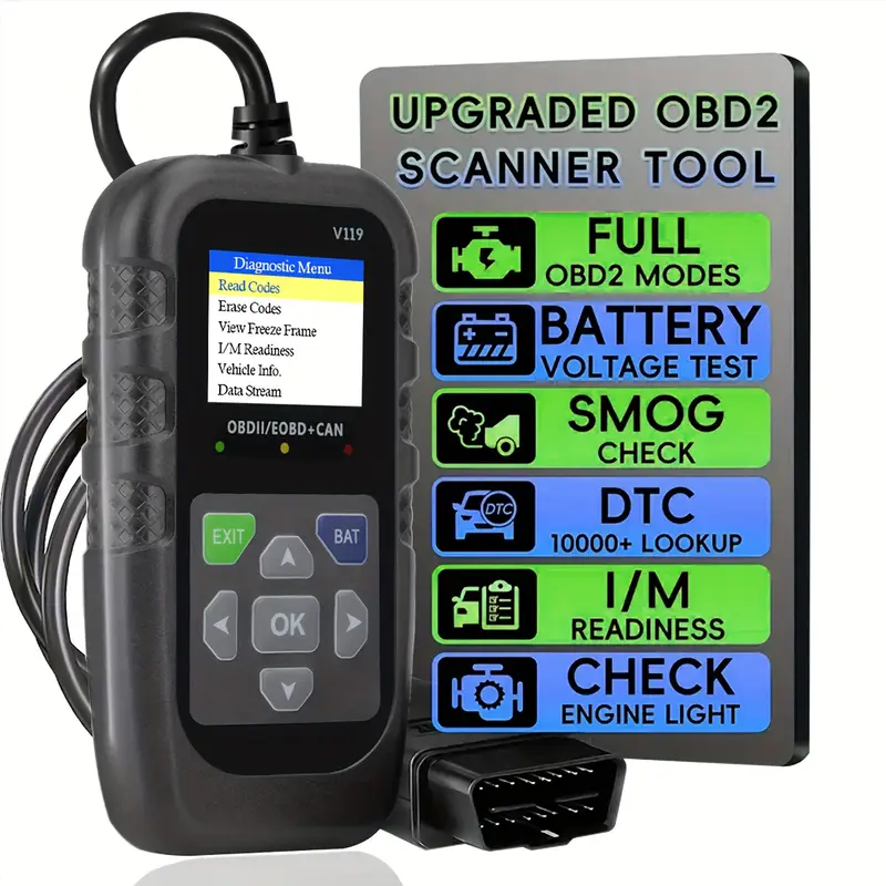 Power Supply Tester - V119 OBD2 Scanner Codelezer USB-aangedreven Auto