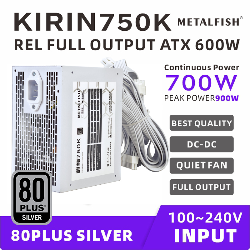 Power Supply 650W - METALFISH KIRIN750K Wit chassisvoeding ATX-600W 700W