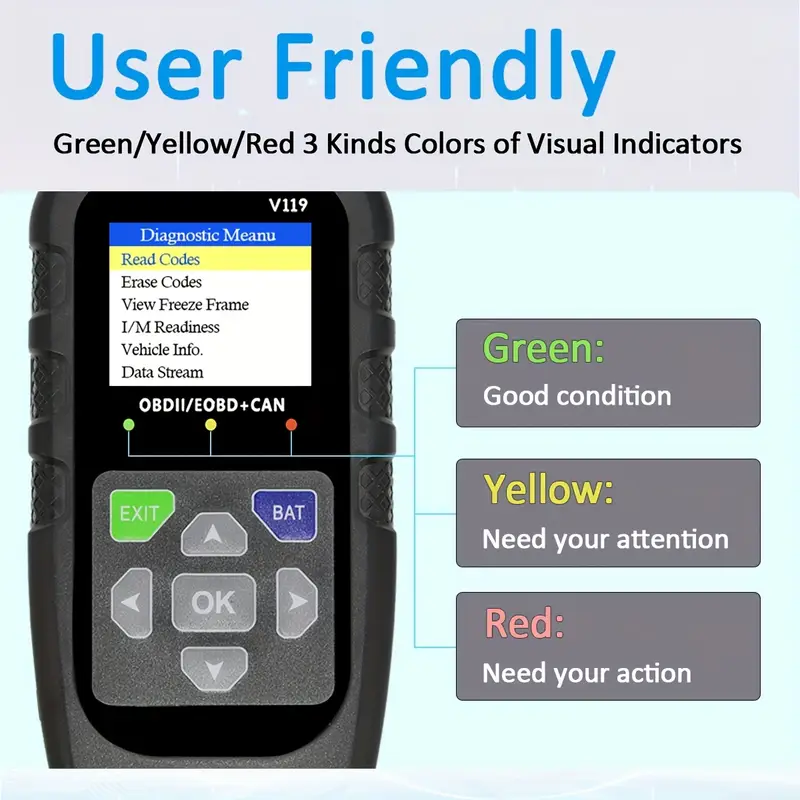V119 OBD2 Scanner Codelezer US - Power Supply Tester recensie en prijs