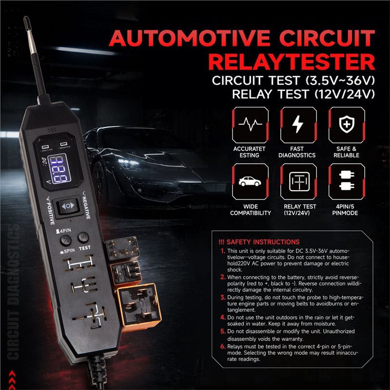 NIEUW-Automobiel Relais Tester - Power Supply Tester recensie en prijs